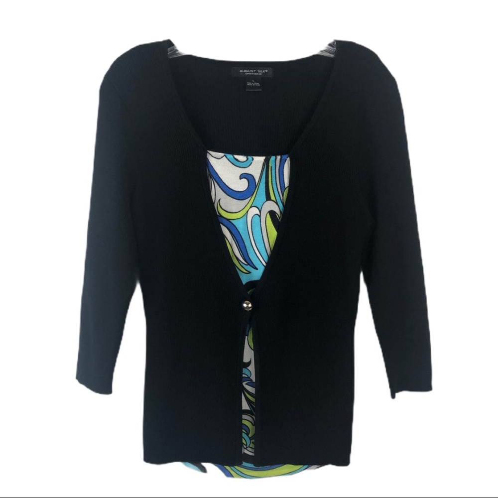 AUGUST SILK Black Lightweight Sweater Top
